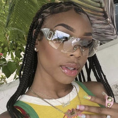 Fashion Rimless Y2K Sunglasses Retro Wrap Around Frameless Sunglasses