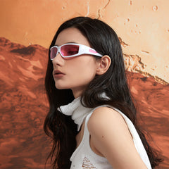 New Oval Frame Sunglasses for Fashion Y2K Retro Punk Pink Glasses