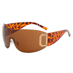 Fashion Rimless Y2K Sunglasses Retro Wrap Around Frameless Sunglasses